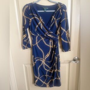 Ralph Lauren Navy Chain Print Dress